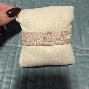 Dior Beige Pink Embroidered Logo Bracelet